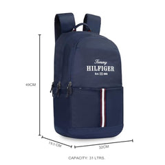 Tommy Hilfiger Laptop Backpack Elbert - Navy | Backpack for School, College and work | Water-Resistant, Fits 15-inch Laptop, with Rain Cover, Trolley Holder & 1-Year Warranty | 31L Capacity