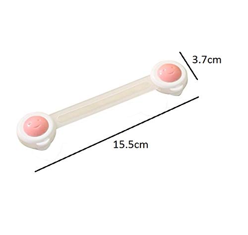 SYGA 12 Pcs Baby Safety Locks | Child Proof Cabinets, Drawers, Appliances, Toilet Seat, Fridge and Oven | Tools Not Required | Uses Dual Adhesive Tape and Latch System (Pink Smiley)