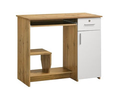DeckUp Plank Giona Engineered Wood Study Table and Office Desk (Walnut and White, Matte Finish)