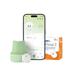 GlucoRx Vixxa 2 CGM by BeatO Glucose Monitor with Bluetooth, Pack of 6