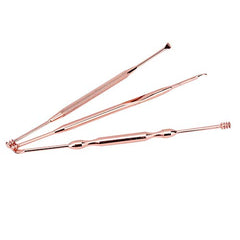 SYGA 3 Pieces Set Copper Coloured Ear Wax Pick Remover Curettes - Better Ear Hygiene with Medical Grade Ear Cleaning Tools