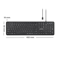 Perixx PERIBOARD-210 Wired Black Standard USB Scissor Switch US Layout Keyboard (Wired USB-C)