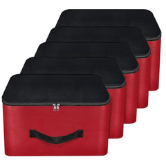 Storite 2 Pack Nylon Wardrobe Bag Underbed Cloth Storage Organizer | Moisture Proof Storage Bag, Storage box for Clothes Saree Bags, Zippered Closure & Handle - Magenta,37x34x23 cm