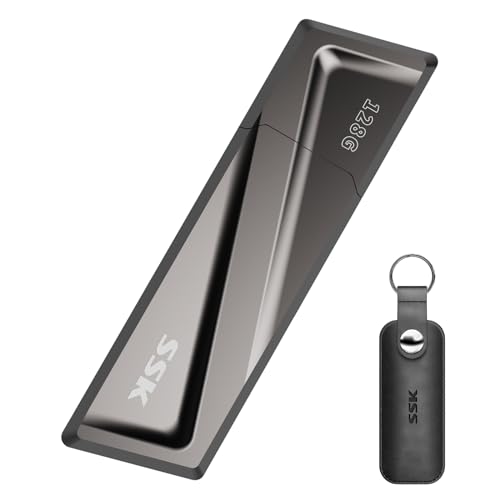 SSK 128GB External SSD Solid State Flash Drive 550MB/s Super-Fast Transfer Speed USB 3.2 Gen2 Thumb(Jump) Drive Memory Stick + USB C Adapter for Type-c Smartphone, Laptop, MacBook/Pro/Air and More