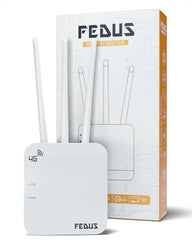 FEDUS 4G Router Mobile Sim Based with 5dbi Triple Antenna 150 Mbps Speed Plug and Play Unlocked Wi-Fi Router with SIM Card Slot No Configuration Required Support All 4G Sim Card, NVR, DVR, WiFi Camera