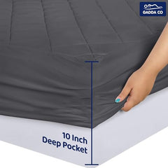 GADDA CO 100% Waterproof Premium Cotton Feel Mattress Protector King Size 78x72 Inch|Ultra Soft Breathable & Fitted Bed Protector Terry Cover Double Bed (6.5x6 feet, Fits 10 Inches, Grey)