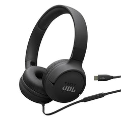 JBL Tune 520C On Ear Type C Wired Headphone, Pure Bass Sound,3-Button Remote with Microphone,Comfort Fit and Foldable Design(Black)