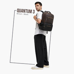 Gear Quantum 3 18"/29L Antitheft Large Faux Leather Water Resistant Laptop backpack with Raincover/Laptop backpack/Casual Backpack/Daypack/Travel Backpack/College Bag For Men/Women(Black-Black)