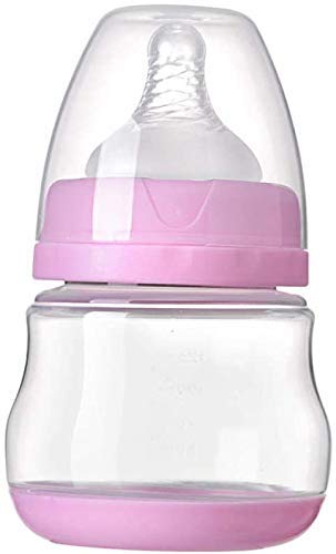 SYGA 150ml Natural Breast Feeding Bottle, Flexy Silicone Baby Bottles, Anti-Colic, Natural Feel, Non-Collapsing Nipple, Stable Base, Easy to Clean - Pink, Small