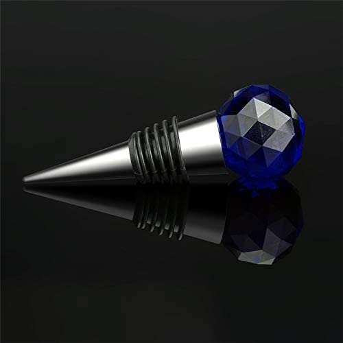 SYGA Diamond Crystal Wine Bottle Stopper Corks Keep Wine Fresh, Zinc Alloy and Glass Reusable Ball Plug Cover Sea Kitchen (Cyan)