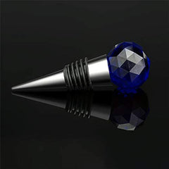 SYGA Diamond Crystal Wine Bottle Stopper Corks Keep Wine Fresh, Zinc Alloy and Glass Reusable Ball Plug Cover Sea Kitchen (Cyan)