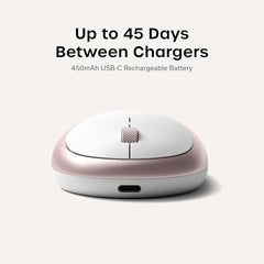 SATECHI M1 Wireless Bluetooth Mouse, USB-C Rechargeable, Compact, Silver
