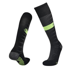 MOMISY Soccer Football Athletic Sports knee High Cotton Blend Socks for Men & Women | Odour Free, Superior Grip-Pack of 1 (Stripe Black)