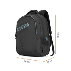Skybags Porto Spacious 40L Weekender Backpack, 2 Compartments, Black-Blue | Laptop Compatible (Upto 17"), Front & Shoe Compartments, Padded Handles, Travel/ Office Bag, Unisex, 1-Year Global Warranty