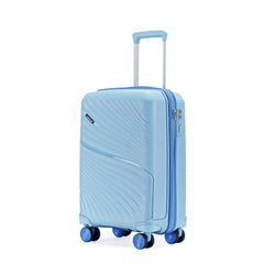 LAttitude By Provogue Meridian Set of 2 Trolley Bags Cabin + Medium Polypropylene Hard Suitcase, 8 Spinner Wheels, 2-Pocket Convipack, Recessed Number Lock for Men & Women Ghost Grey/Limestone Grey