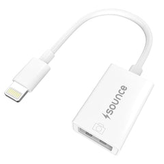 Sounce 2-in-1 8 Pin to 3.5mm Audio & Charging Splitter – Dual Port Adapter Cable for Music, Power, Headsets, Speakers & More – White