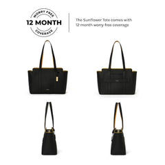 MOKOBARA Sunflower Tote 18L Laptop Bag 14 Inch Office Travel Handbag Beige | Stylish Purse College Girls Ladies Shoulder Bag Latest Waterproof Vegan Leather Tech Sleeve Luggage Strap Organizer Pocket