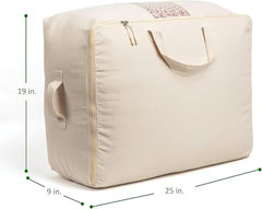 ALPHIT Extra Large Storage Box Soft Canvas Storage Bags with Zipper 4-Carrying Handles and Window 25x19x9 inch Bag for Blankets Pillows,Woman Dresses,Sarees,Lehengas for Wardrobe Organizer (PACK OF 1)