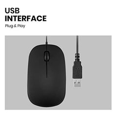 Perixx PERIMICE-201U B, Wired USB Mouse - 3 Button - 800dpi Optical Resolution - Illuminated Wheel - 5 Ft Cable - Black