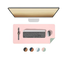 Bellblock Large Extended Reversible Desk Mat/Mouse Pad/Gaming Pad for Office/Home| Vegan Leather | Anti-Skid, Slip-Resistant, Splash-Proof | White & Sky Blue | 60x30cm
