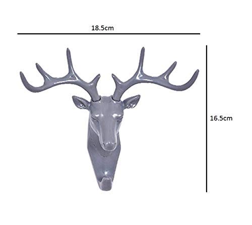 SYGA Deer Head Hanging Hook, Self Adhesive Wall Door Hook Hanger Bag Keys Sticky Holder(Grey)