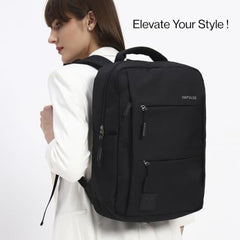Impulse Empower Elite Laptop Backpack for Men & Women | 25L Polyester School & College Bag | USB Charging Port | Padded Laptop Sleeve | Multiple Pockets with Bottle Holder | Black