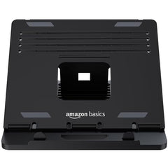 Amazon Basics ABS 2-in-1 Laptop and Mobile Stand, Ergonomic, Adjustable Height, Anti-Slip Base, Heat Dissipation, Portable, Lightweight, Compatible with All Laptops Up to 15.6" (Black)
