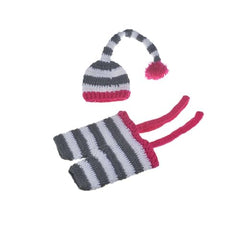 MOMISY Newborn Baby Photography Prop Outfits Striped Suspender Hat Photo Shoot Costume for 0-6 Months-White Grey Pink
