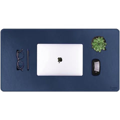 V-CUBE DESIGNS Premium Vegan Leather Desk Mat 90X45cm 2.4mm Thick&Padded|Laptop Mat/Extended Mouse Pad/Stitched, Reversible, Sturdy Deskspread with High Tear/Peel Strength|Anti-Slip,Splash-Proof|Blue