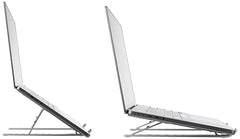 Amazon Basics ABS 2-in-1 Laptop and Mobile Stand, Ergonomic, Adjustable Height, Anti-Slip Base, Heat Dissipation, Portable, Lightweight, Compatible with All Laptops Up to 15.6" (Black)