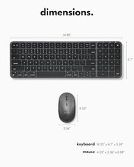 Macally Bluetooth Mac Keyboard and Mouse - Compact (2 Zone) Layout with Number Pad - Multisync, Rechargeable - Wireless Apple Keyboard and Mouse Combo for Mac, MacBook, iPad, iPhone - Silver