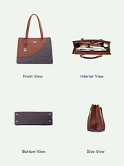 ZOUK Office Essential Bag | Jute | Vegan Leather Handcrafted Tote Bag With Double Handle Shoulder Strap | Bristel