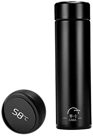 SYGA Insulated Travel Water Bottle 500ml LED Temperature Smart Display, Hot&Cold Sport Drink Bottle - Premium Stainless Steel Vacuum Flask Thermos Water Cup for Sport/Home/Office-23cmx6.5cm (Black)