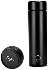 SYGA Insulated Travel Water Bottle 500ml LED Temperature Smart Display, Hot&Cold Sport Drink Bottle - Premium Stainless Steel Vacuum Flask Thermos Water Cup for Sport/Home/Office-23cmx6.5cm (Black)