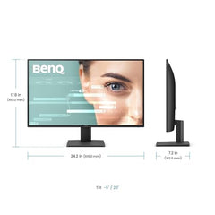 BenQ GW2491 24inch (60.45 cm) FHD IPS Eye-Care Monitor|100Hz| 99% sRGB| 1920x1080| HDMI| DisplayPort| Ultra Slim Bezel| TUV-Certified| Flicker-Free|B.I.| Low Blue Light Plus (Black)