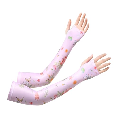 MOMISY Hand Gloves for Sun Protection, UV Protection Arm Sleeves for Women Bike Riding, UPF50+ Ice Silk Cooling Summer Gloves Woman Hand Cover Arm Sleeves for Driving, Golfing, Sports (Pink)