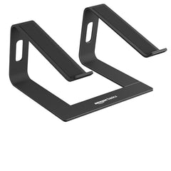 Amazon Basics ABS 2-in-1 Laptop and Mobile Stand, Ergonomic, Adjustable Height, Anti-Slip Base, Heat Dissipation, Portable, Lightweight, Compatible with All Laptops Up to 15.6" (Black)