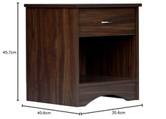 DeckUp Plank Bei Engineered Wood Bed Side Table and End Table (Walnut and White, Matte Finish)