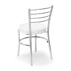 RATISON Office Visitor Study Chair Home Restaurant Steel Multipurpose with a Leather Cushion Steel Chrome Chair with Ring (Green, 6)