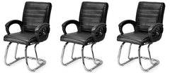 RATISON Special Director Principal Manager Office Visitor with arm Rest with Double Pipe Frame and Cushioned seat Back (2, Black, Double Pipe Frame)