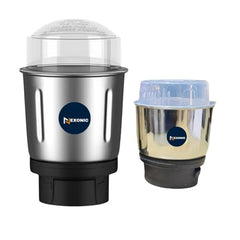 Stainless Steel Combo (Mini 180 Ml & 1200 Ml) Jar Set one for Mixer Grinder, Compatibility with all mixer grinders with 2 slots of jar fitting with 4 teeth coupler