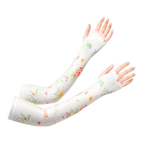 MOMISY Hand Gloves for Sun Protection, UV Protection Arm Sleeves for Women Bike Riding, UPF50+ Ice Silk Cooling Summer Gloves Woman Hand Cover Arm Sleeves for Driving, Golfing, Sports (Beige)