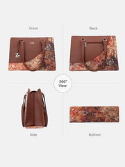 ZOUK Office Essential Bag | Jute | Vegan Leather Handcrafted Tote Bag With Double Handle Shoulder Strap | Bristel