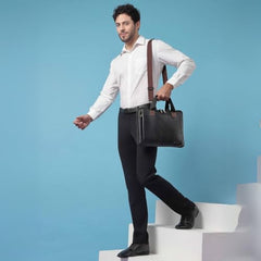 VISMIINTREND Laptop Leather Bag for Man | Coffee Brown
