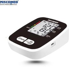 NISCOMED PW-221 Digital LCD Display BP Check Machine For Home | Fully Automatic Upper Arm Style BP Monitor | With USB Cable & AAA Battery | Memory 99 x 2 Users With Digital Thermometer