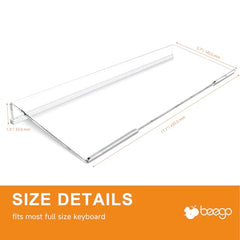 Beego Ergonomic Computer Keyboard Stand Holder Clear Acrylic Keyboard Riser Tilted Keyboard Holder Keyboard Tray with Lightpink Non-Slip Strip for Easy Typing at Home School Office Desk Accessories