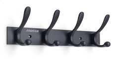 JAGGER JAG334 Wall Mounted Stainless Steel Wall Hooks for Hanging Cloth/Towel Hangers/Door Hangers/Hook Rail/Bthroom Hanger [ Combo Pack of 2 ] (Black, 6 PIN Hook)