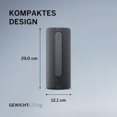 We. by Loewe Hear 2 Portable Bluetooth Speaker, 60W Music Power, Deep Bass Subwoofer, 17 Hr Long Battery Life, IPX4 Water Resistant, USB-C Wireless Speaker for Home & Outdoor, Storm Grey