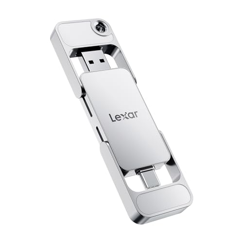 Lexar D70E 2TB Dual Drive External SSD, Up to 2000MB/s Read and 1800MB/s Write, Durable Metal Housing Design, Cable-Free Portable SSD for USB Type-C/Type-A Devices, Compatible with iPhone 17