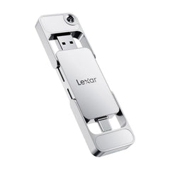 Lexar D70E 2TB Dual Drive External SSD, Up to 2000MB/s Read and 1800MB/s Write, Durable Metal Housing Design, Cable-Free Portable SSD for USB Type-C/Type-A Devices, Compatible with iPhone 17
